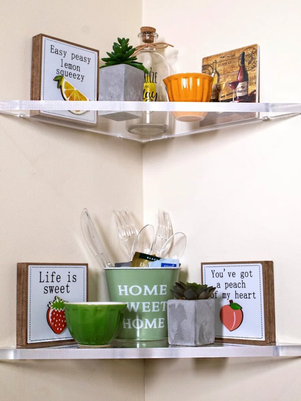 2 Piece Triangle Plastic / Acrylic Floating Shelf